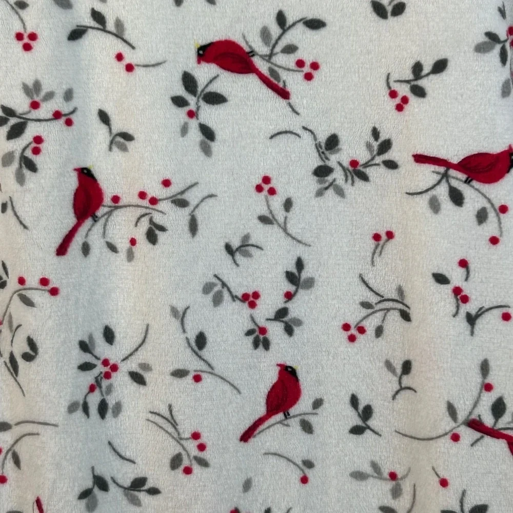 Aria Collection Womens 2X Nightgown Fleece Cardinal Bird Winter White Red Pocket